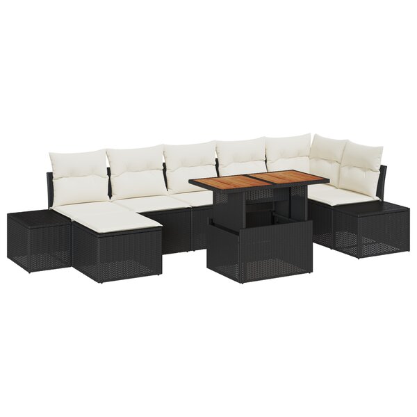 vidaXL Ensemble de Canapés de Jardin 8 Pièces avec Coussins Noir Poly Rattan