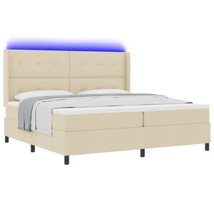 Lit box spring vidaXL avec matelas et LED Crème 200x200 cm Tissu