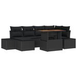 vidaXL Ensemble de salle à manger de jardin de 7 pièces avec coussins en poly rotin noir et acacia
