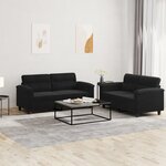 vidaXL Ensemble de canapés 2 Pièces avec coussins noir tissu microfibre