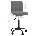 Chaise fauteuil siège pivotante de bureau informatique étude foncé velours gris 02_0024134