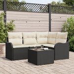 Ensemble de Canapé de Jardin de 4 Pièces avec Coussins en Rotin Poly Brown vidaXL