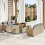 vidaXL Ensemble de Sofa de Jardin 9 Pièces avec Coussins Beige Rattan Poly Acacia