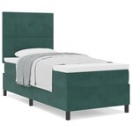 lit avec sommier à ressort vidaXL et matelas vert foncé en velours simple