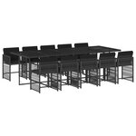 vidaXL Ensemble à manger de jardin 11 Pièces coussins noir résine tressée