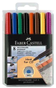 Etui de 8 marqueurs CD/DVD MULTIMARK permanent F, fin FABER-CASTELL
