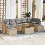 vidaXL Ensemble de canapés de jardin 8 pièces avec coussins Beige Poly rotin