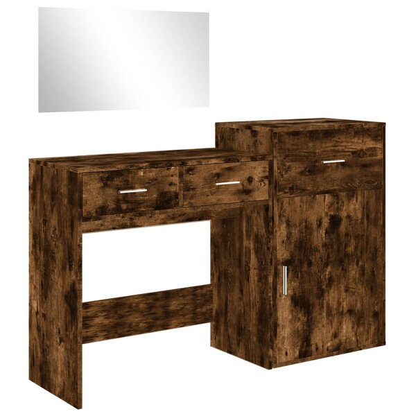 vidaXL Ensemble de coiffeuse 3 Pièces chêne fumé bois d'ingénierie