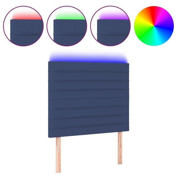 vidaXL Tête de lit à LED Bleu 80x5x118/128 cm Tissu
