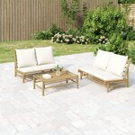 vidaXL Banc de jardin avec coussins blanc crème bambou
