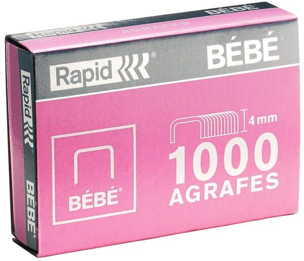 Lot de 4 bte 1000 agrafes Cuivrées BéBé bte Rose RAPID