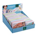 Présentoir Complet Avec 38 Paquets De 50 Flashcards Sous Film + Anneau - Bristol Ligné Perforé - Formats A6 Et A7 - Couleurs Assorties - Exacompta