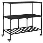 vidaXL Chariot de cuisine noir 100x50x95 cm bois d'ingénierie