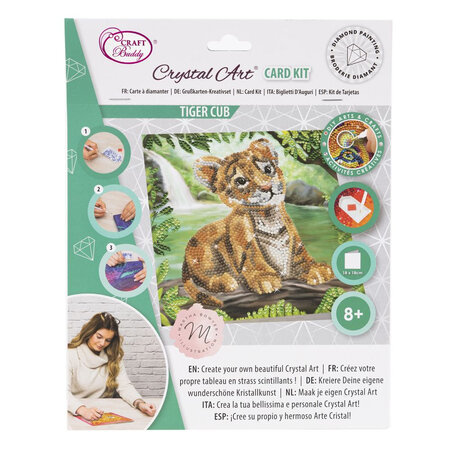 CRYSTAL ART Kit carte broderie diamant 18x18cm Bébé tigre