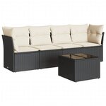 vidaXL Salon de jardin 5 Pièces avec coussins noir résine tressée