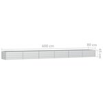 vidaXL Lit surélevé de jardin 600x80x45 cm Acier galvanisé Argenté
