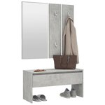 vidaXL Ensemble de meubles de couloir Gris béton Bois d'ingénierie