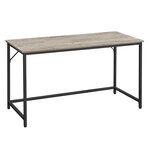 Bureau table poste de travail 140 x 60 x 75 cm pour bureau salon chambre assemblage simple métal style industriel grège et noir 12_0001298