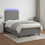 vidaXL Sommier à lattes de lit et matelas et LED Gris foncé 120x200 cm