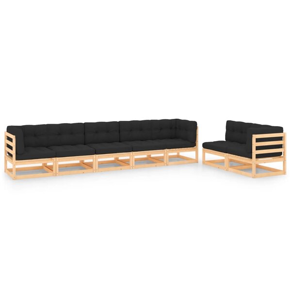vidaXL Salon de jardin 7 Pièces avec coussins Bois de pin massif