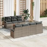 Ensemble de Canapés de Jardin vidaXL 8 pièces avec Coussins Gris Rattan Poly Acacia