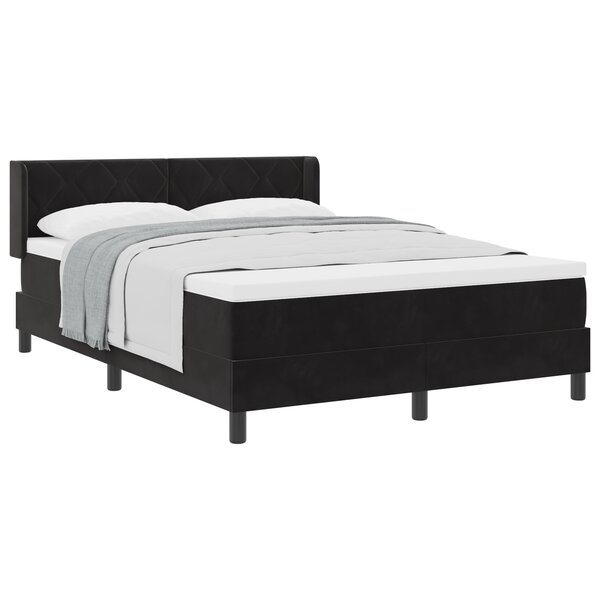 Lit avec sommier et matelas vidaXL Noir 160x200 cm Velours