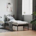 vidaXL Cadre de lit métal sans matelas avec tête de lit noir 75x190 cm