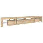 vidaXL Meuble TV avec lumières LED Chêne sonoma 260x36 5x40 cm