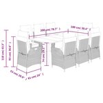 vidaXL Ensemble à manger de jardin et coussins 9 Pièces marron poly rotin