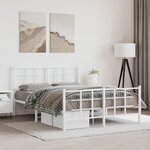 vidaXL Cadre de lit métal sans matelas et pied de lit blanc 135x190 cm