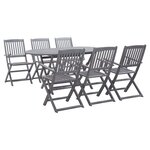 vidaXL Mobilier à dîner de jardin 7 Pièces Bois d'acacia massif Gris