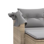vidaXL Canapé de jardin 2 places avec auvent et tabourets beige rotin