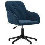 Chaise fauteuil siège pivotante de bureau informatique étude velours bleu 02_0024091