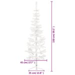 vidaXL Demi sapin de Noël artificiel mince avec support Blanc 150 cm