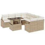 vidaXL Ensemble de Canapé de Jardin de 9 Pièces avec Coussins Beiges en Poly Rotin