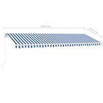 vidaXL Auvent manuel rétractable avec LED 500x350 cm Bleu et blanc