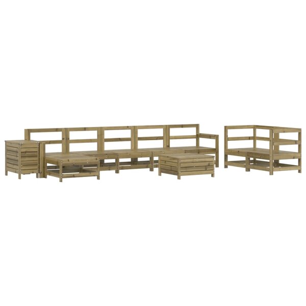 vidaXL Salon de jardin 10 Pièces bois de pin imprégné