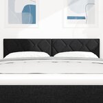 Tête de lit LED Design Blocs de Diamant Noire 144 cm Tissu