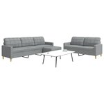 vidaXL Ensemble de canapés 3 Pièces avec repose-pied gris clair tissu