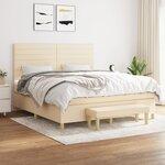 vidaXL Sommier à lattes de lit avec matelas Crème 160x200 cm Tissu