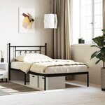 vidaXL Cadre de lit métal sans matelas avec tête de lit noir 107x203cm