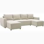 Canapé d'angle convertible panoramique PHAREL5/6 places - Perle - Coffre de rangement - 297 x 155 x 85