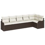 vidaXL Ensemble de Canapé de Jardin 6 Pièces avec Coussins en Poly Rotin Marron