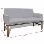 vidaXL Banc avec coussin rembourré tissu hévéa gris clair
