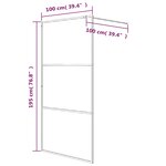 vidaXL Paroi de douche Noir 100x195 cm Verre ESG demi-dépoli