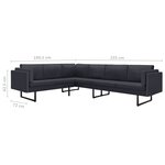 vidaXL Canapé d'angle Gris foncé Tissu