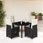 vidaXL Ensemble de bistro de jardin 5 Pièces coussins noir poly rotin