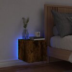 vidaXL Meuble TV mural avec lumières LED chêne fumé 30 5x35x30 cm