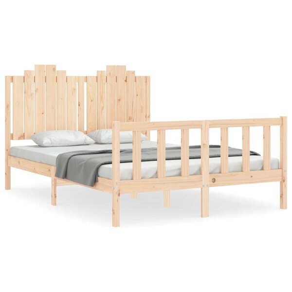 vidaXL Cadre de lit avec tête de lit 140x190 cm bois massif