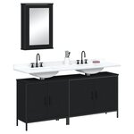 vidaXL Ensemble de meubles salle de bain 3 Pièces noir bois d'ingénierie